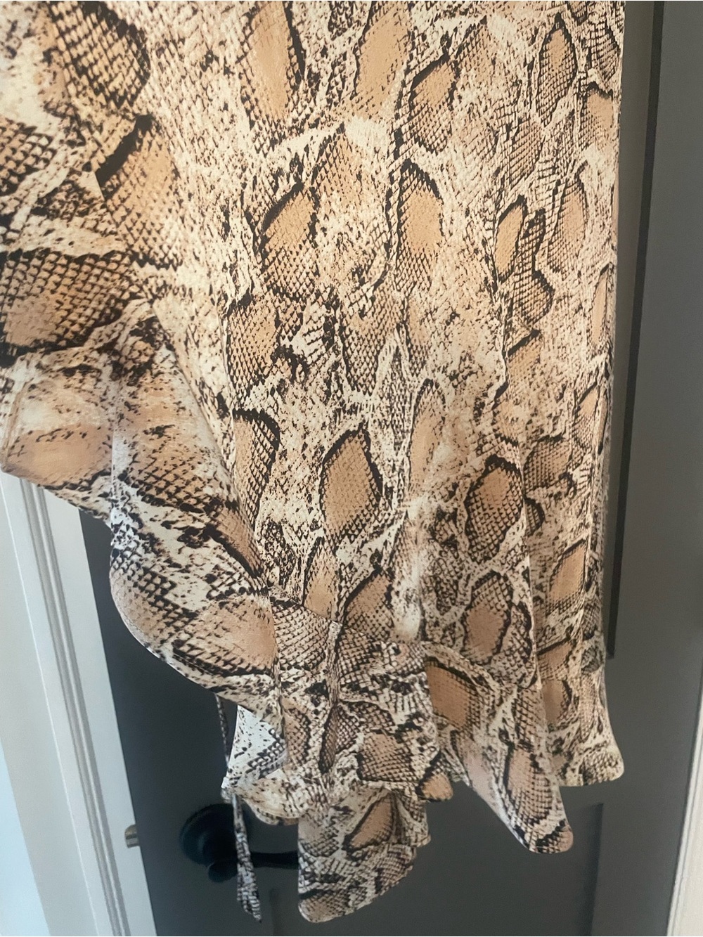 Lulu's Neutral Snake-Print Ruffle Midi Skirt - Picture 4 of 7